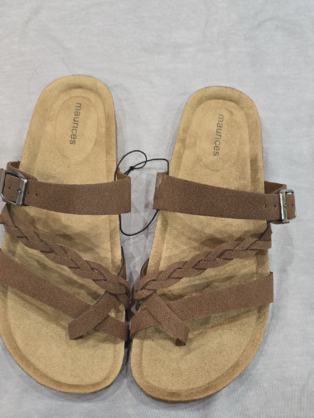Maurices Tan/Brown Braided Strap Women's Slide Sandals